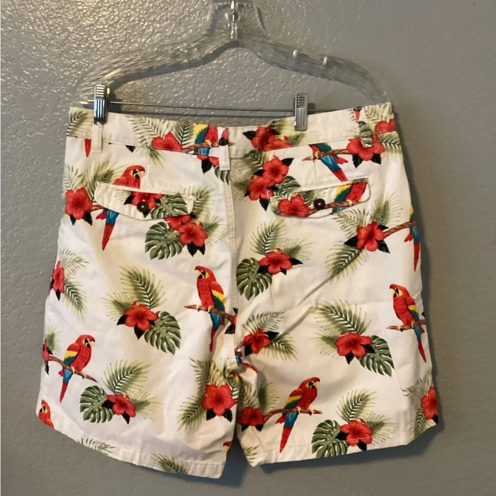 Forever 21 Tropical Parrot and Hibiscus Print Shorts
